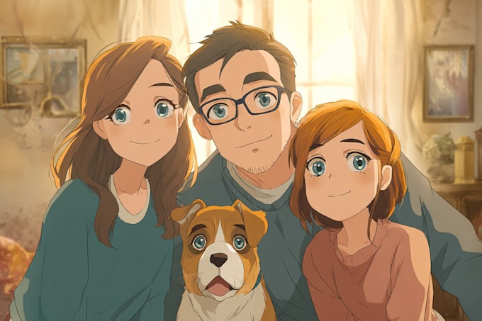 make cute anime family artwork