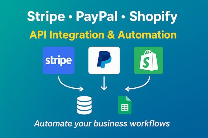 integrate stripe, paypal, or shopify apis to automate your business