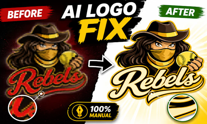fix ai generated logo, manually redraw and convert to vector