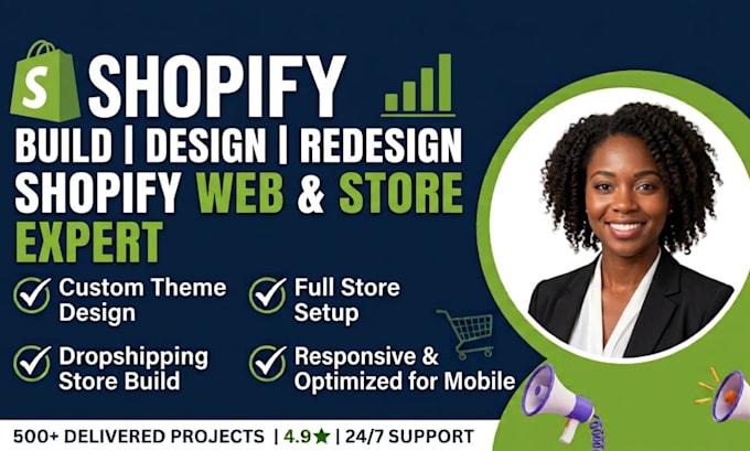 build, design or redesign shopify website, shopify store, dropshipping store