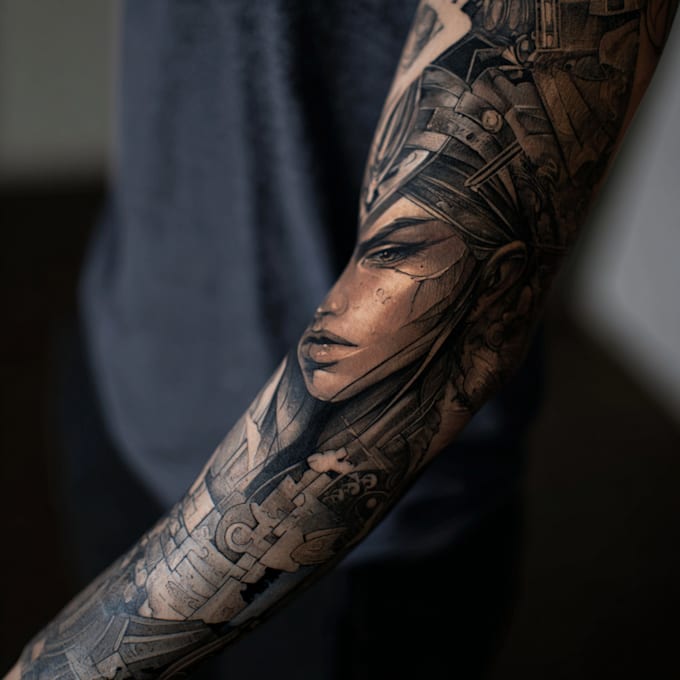 create custom tattoo sleeve design, tattoo artist