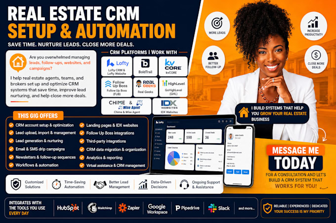 setup real estate lofty crm, boldtrail, kvcore, ghl, realgeeks follow up boss