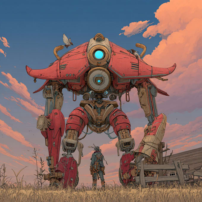 design futuristic mecha characters and robots