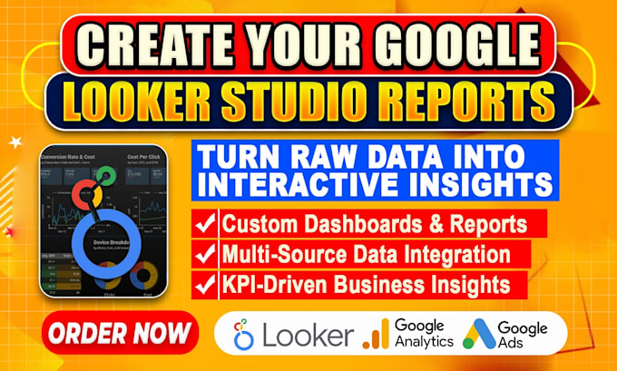 create dynamic google looker data studio reports and data visualization