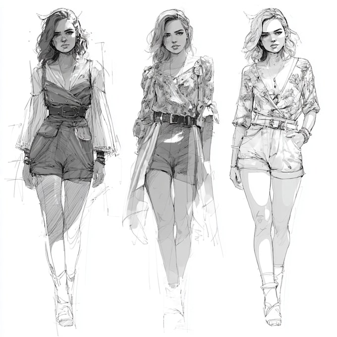 create an design and clothing technical sketch