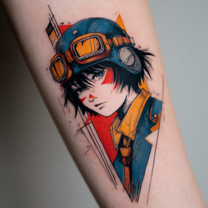illustration for anime tattoo in color