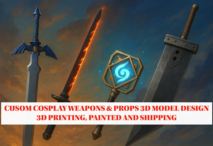 custom cosplay weapons props 3d model print genshin impact demon slayer zelda ff