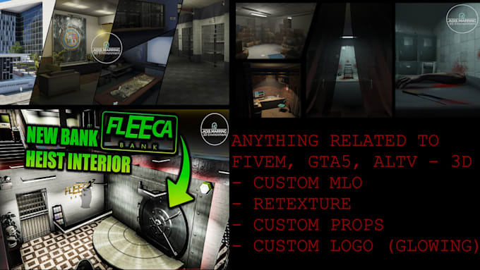 fivem mlo, glowing 3d logo, retexture, custom props