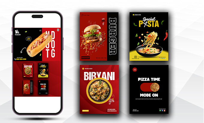 design food social media posts, banner, creative ads