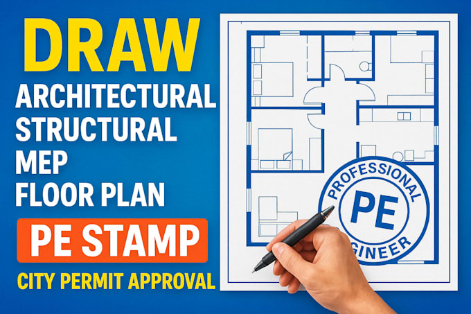 Draw architectural, structural, mep floor plan pe stamp city permit ...