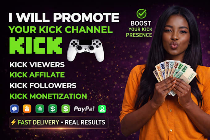Promote your kick stream and grow followers by Glory_ecom13 | Fiverr