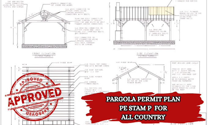 city permit architectural drawing for house plan fence pergola patio pe stamp