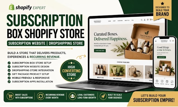 build subscription box shopify store and subscription ecommerce website