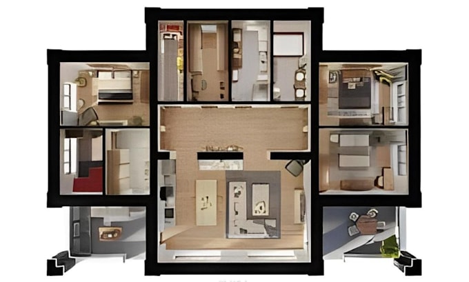 Do 3d and 2d architectural rendering, floor plan visualization in ...