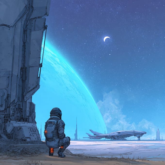 Draw sci fi illustration and sci fi art by Feegseoks | Fiverr