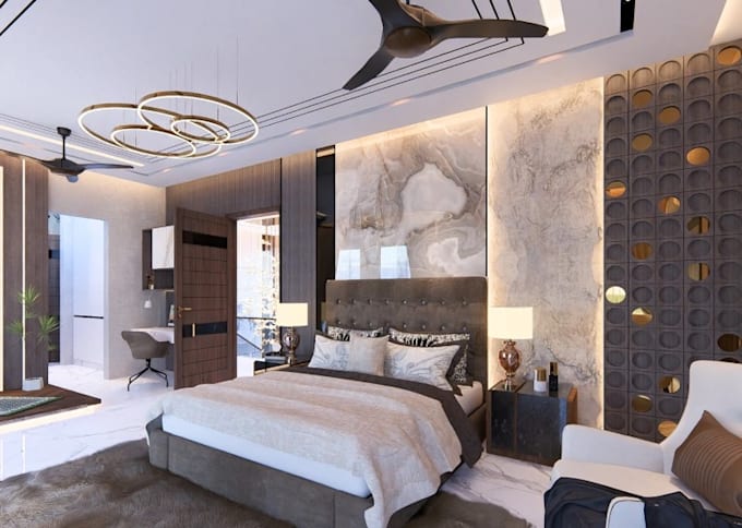Design luxury master bedroom interior, furniture, wall decor, prayer ...