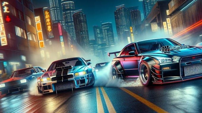 Create 3d car chase vfx cinematic animation video, realistic action ...