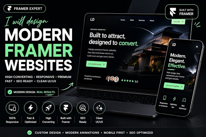 create a modern framer landing page for startups
