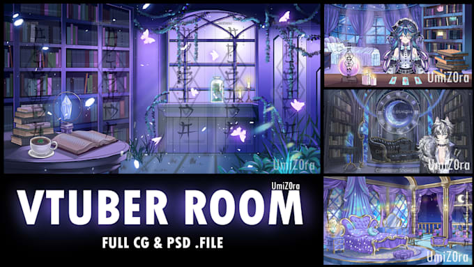 create a high quality vtuber room background for your stream