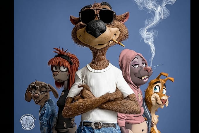 draw custom animal cartoon illustration