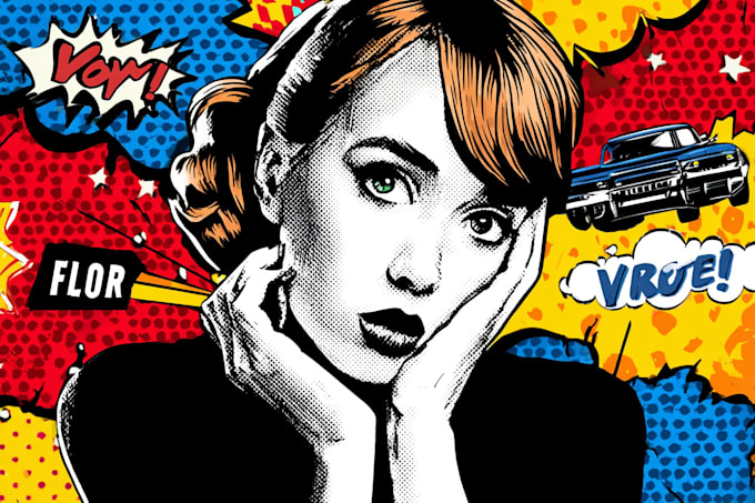 draw a retro pop art roy lichtenstein style