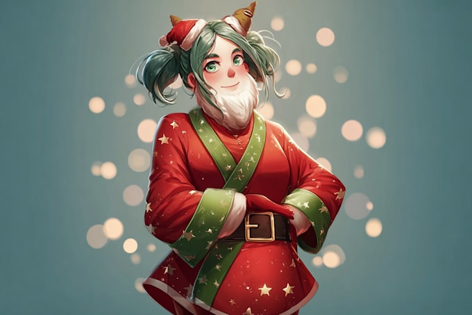 illustrate christmas card, christmas character