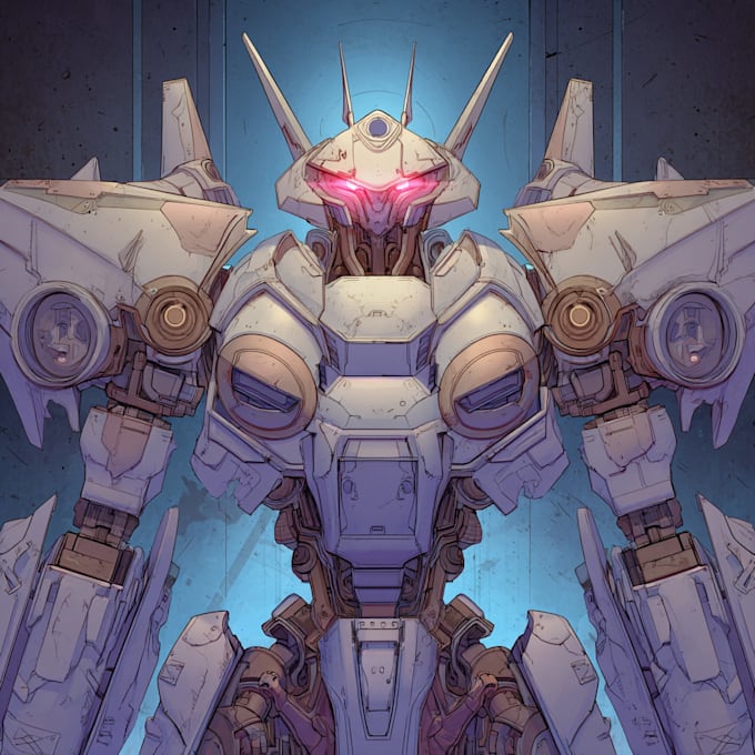 draw amazing character mecha robot illustration