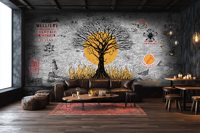 design creative wall art, doodle, decals, murals, canvas