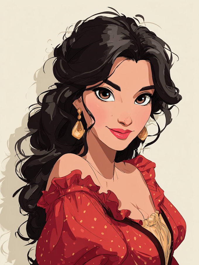 draw cartoon portrait in disney cartoon illustration