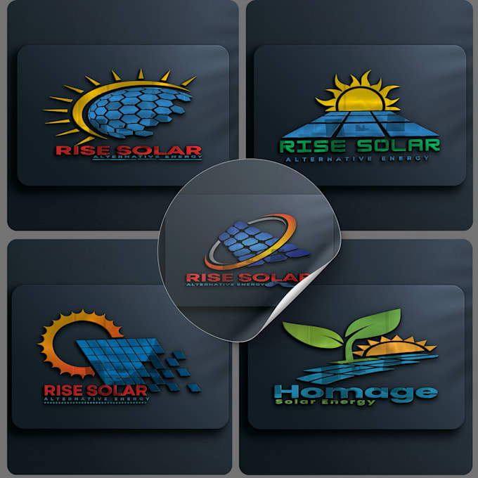 eco energy, power and solar panel logo
