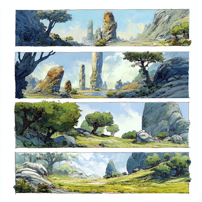 draw a mystical horror dark environment concept art or landscape design