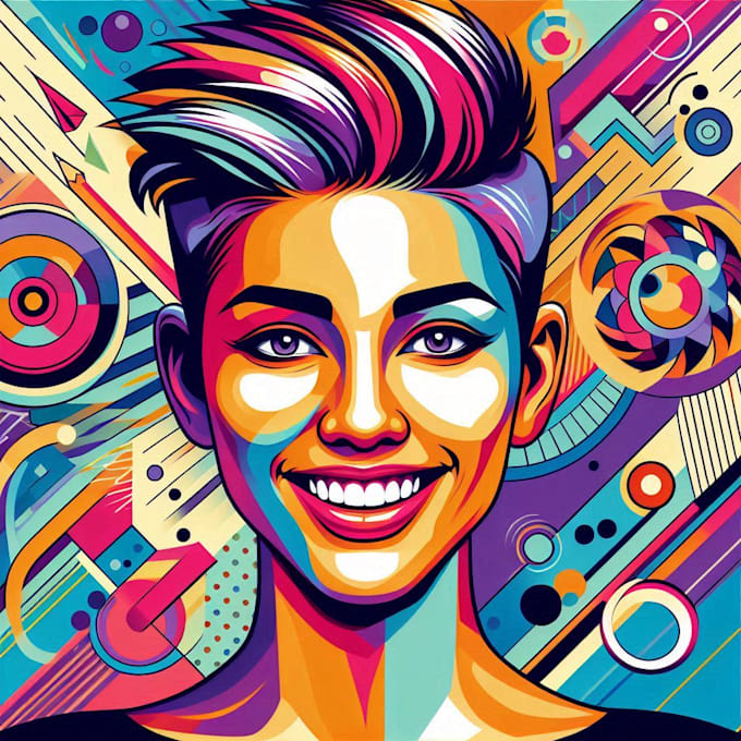 create an vector art portrait face, vehicle
