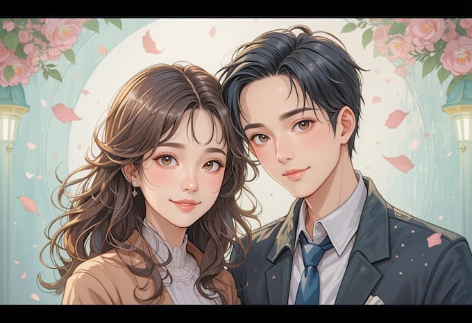 draw couple portrait illustration from photo