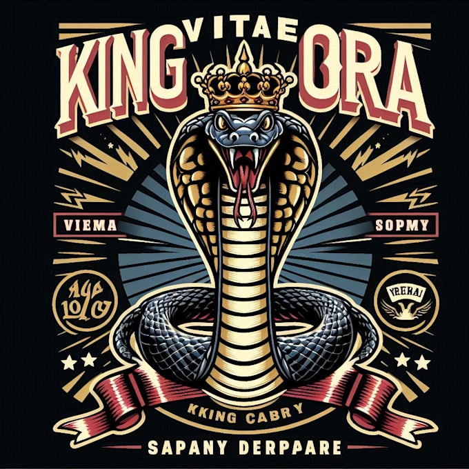 make a vintage king cobra snake logo t shirt design