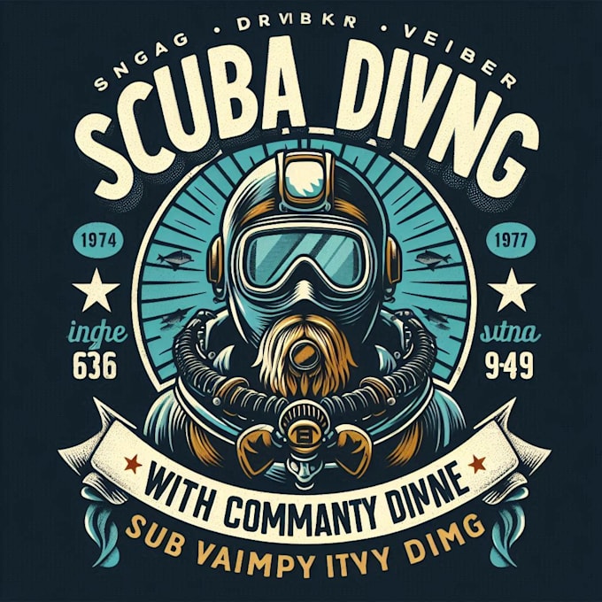 make a vintage scuba diving mascot logo t shirt design