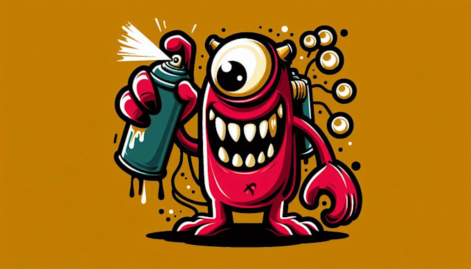 design spray paint monster cartoon logo with express delivery