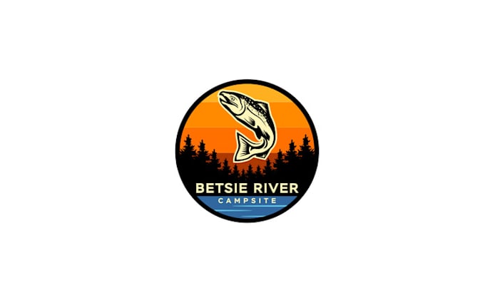 design premium river private campsite logo