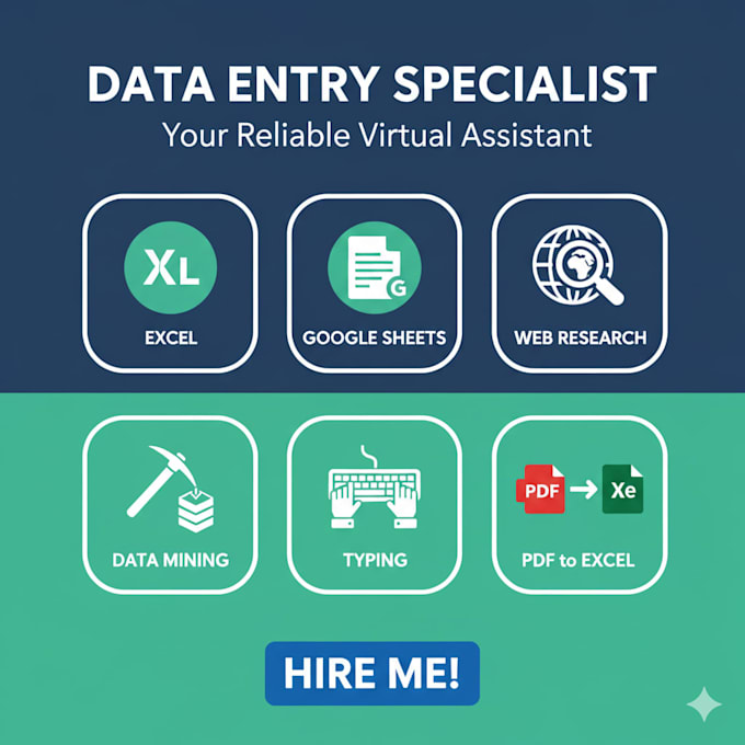 do data entry, excel tasks, and PDF conversion