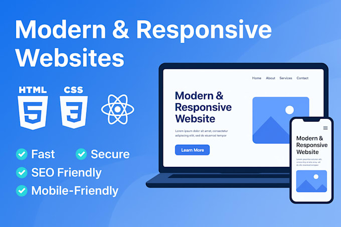 create a modern and responsive website using custom HTML CSS