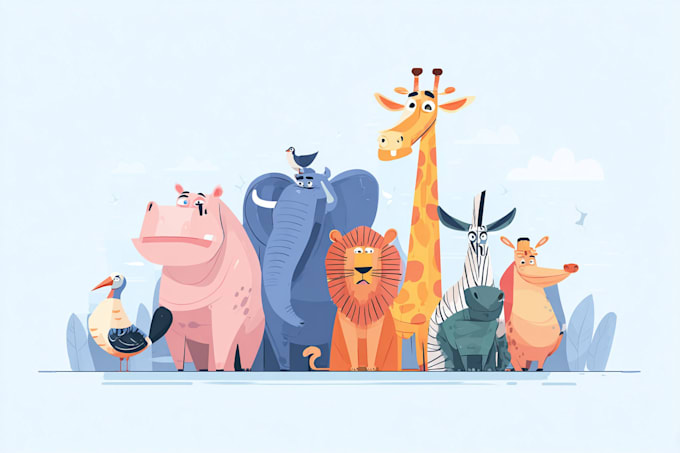 draw animals cartoon illustration