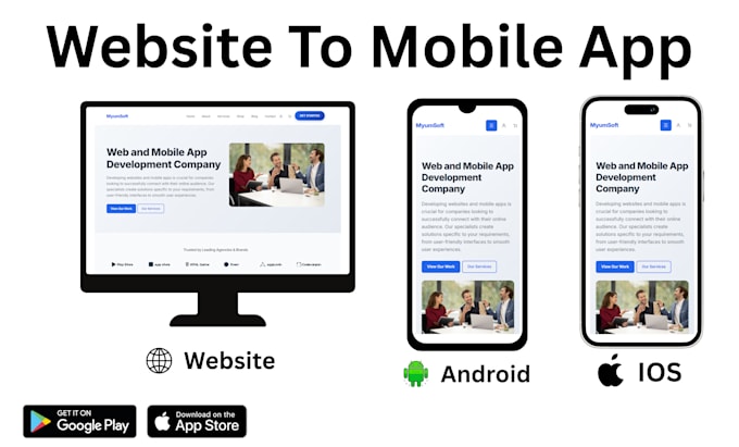 convert website to professional android and ios mobile app