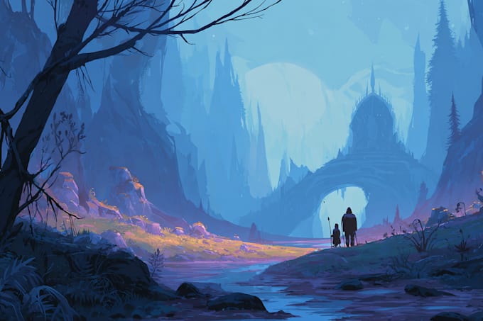 do a fantasy environment concept art oc sci fi art