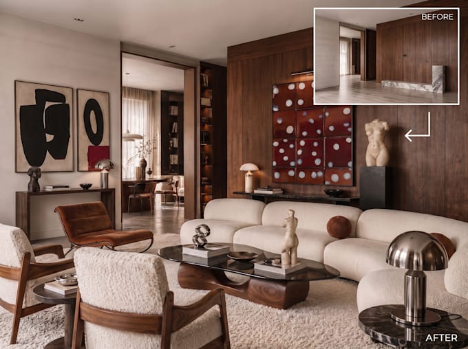 virtual staging renovation interior design for real estate house apartment room