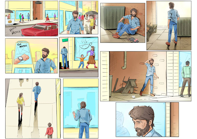 create concept art, character design and environment design