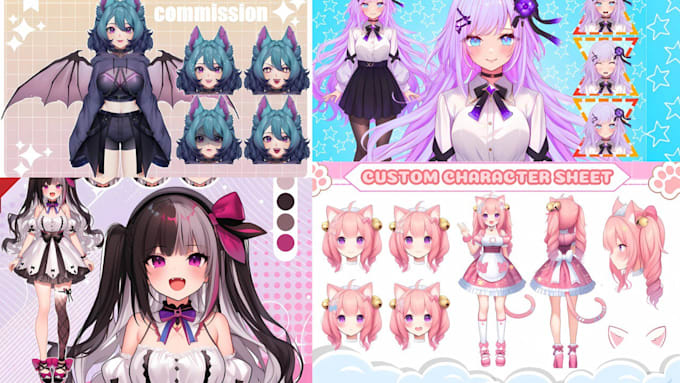Diseñar modelo live2d vtuber anime facerig overlay steam avatar vrchat ...