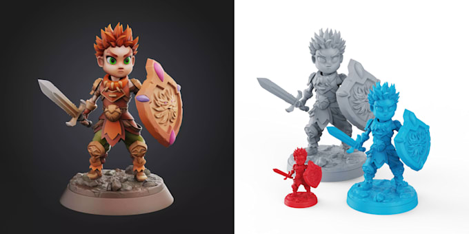 do 3d stylized warrior characters for games or animation,fantasy model,3d print