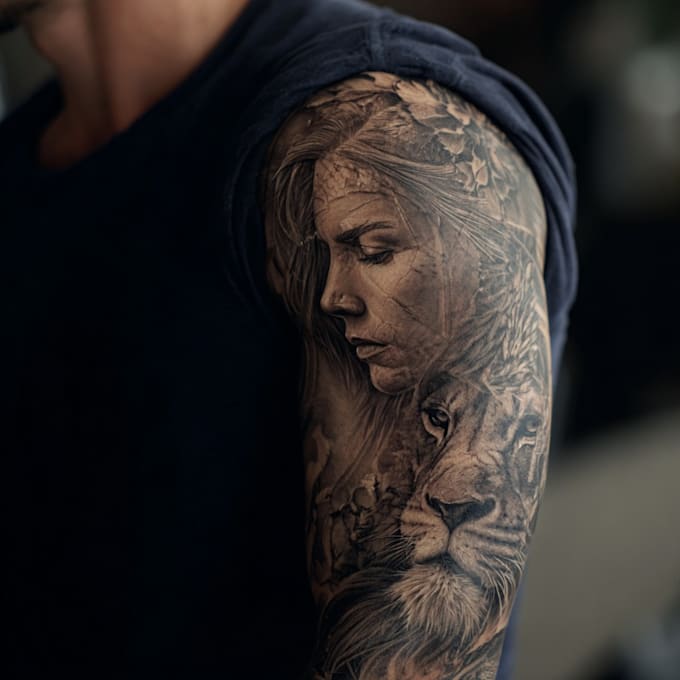 do sleeve tattoo design, realistic tattoo design
