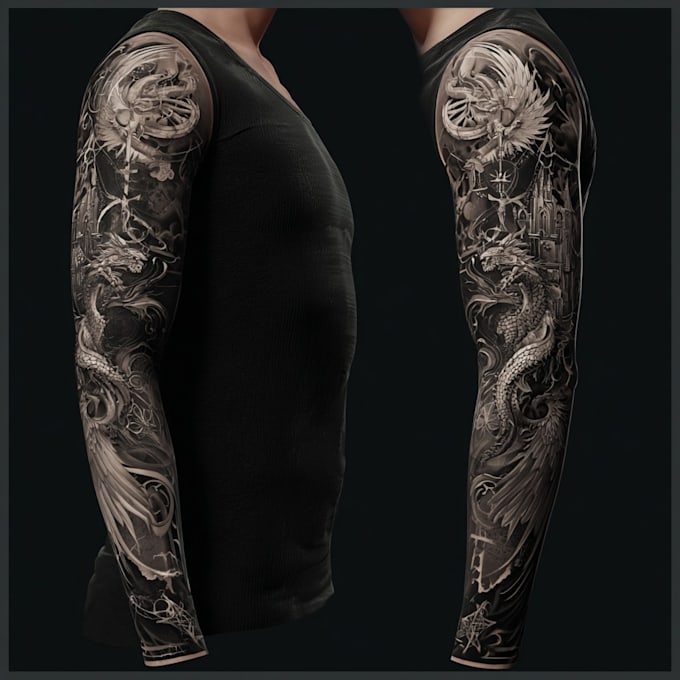 create custom tattoo design, tattoo sleeve