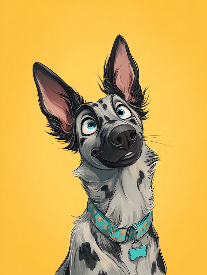 make disney pets portrait illustration in disney style