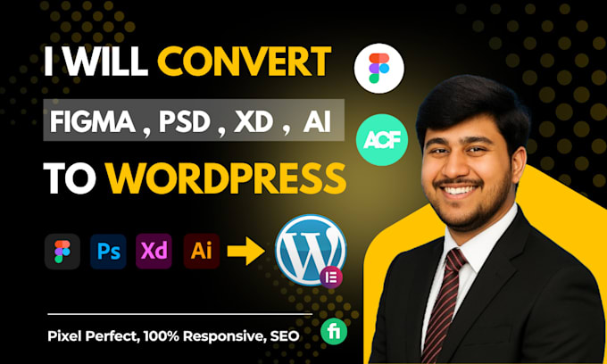 convert figma to wordpress, psd to wordpress, figma to elementor